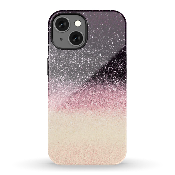iPhone 13 StrongFit Half black cream glitter star dust by Oana 