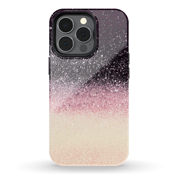iPhone 13 pro StrongFit Half black cream glitter star dust by Oana 