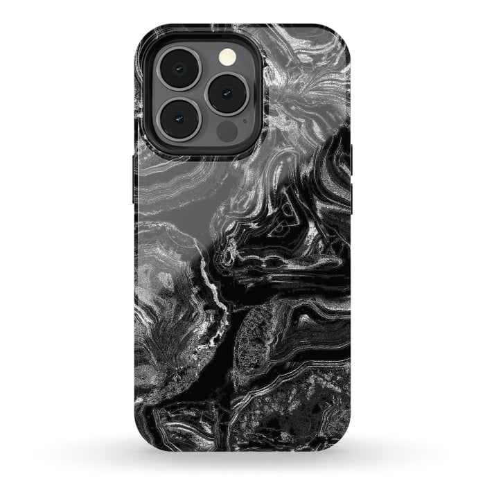 iPhone 13 pro StrongFit Black liquid marble by Oana 