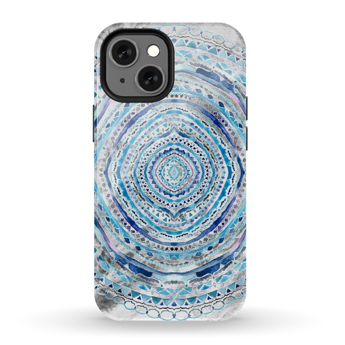 iPhone 13 mini StrongFit Blue Marbling Mandala  by Tigatiga