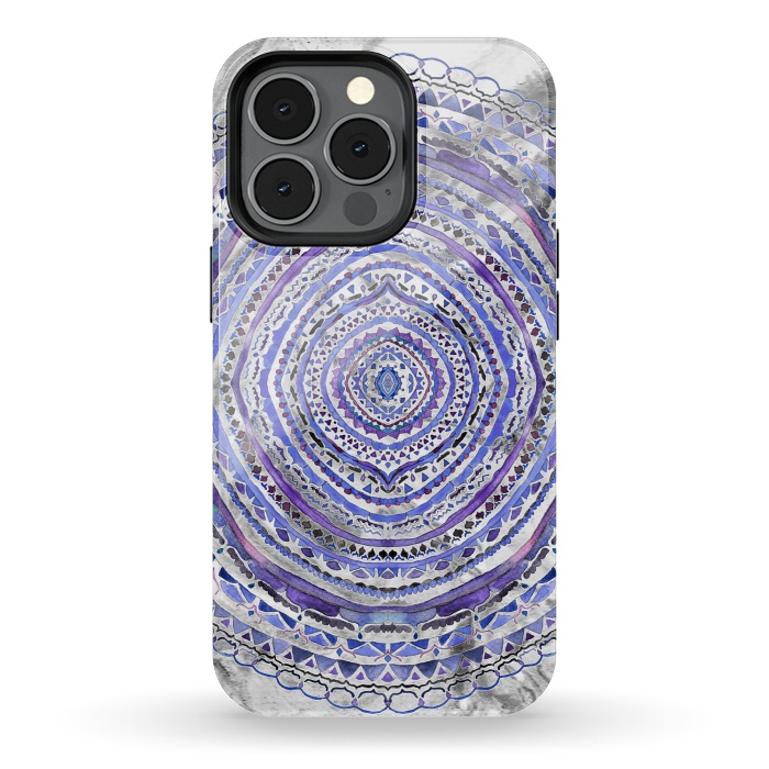 iPhone 13 pro StrongFit Purple Marbling Mandala  by Tigatiga