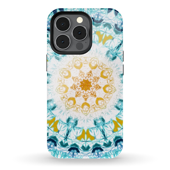 iPhone 13 pro StrongFit Mustard & Teal Mandala  by Tigatiga