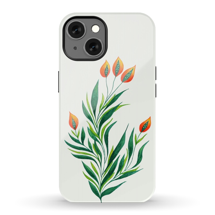 iPhone 13 StrongFit Green Plant With Orange Buds by Boriana Giormova