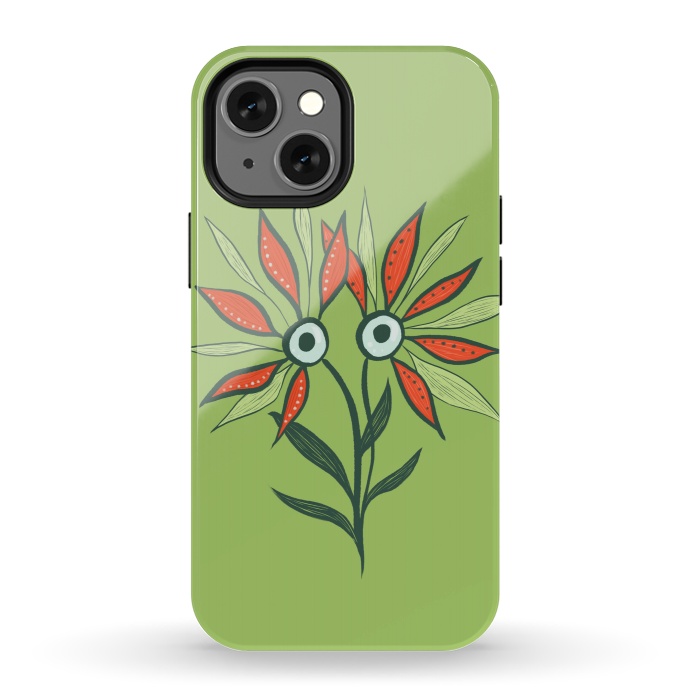 iPhone 13 mini StrongFit Cute Eyes Character Flower Monster by Boriana Giormova