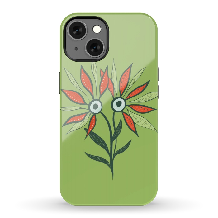 iPhone 13 StrongFit Cute Eyes Character Flower Monster by Boriana Giormova