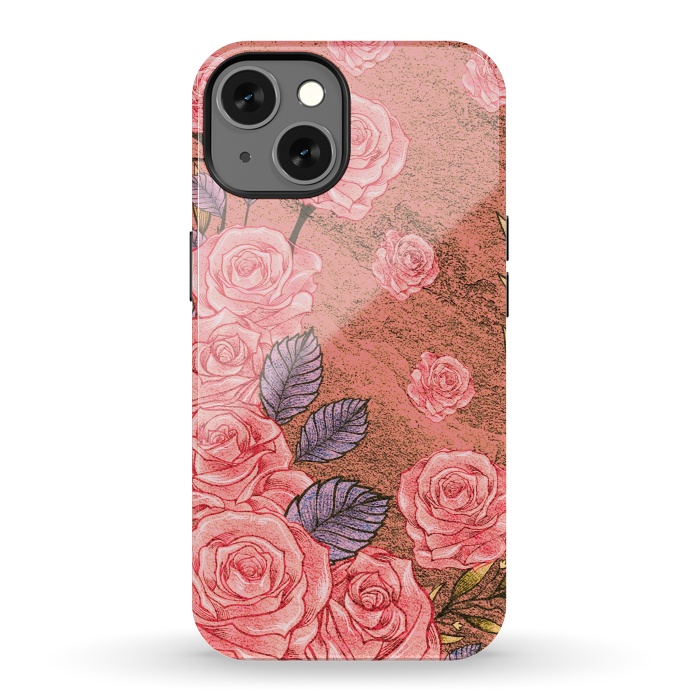 iPhone 13 StrongFit Vintage Peonies  by Rossy Villarreal