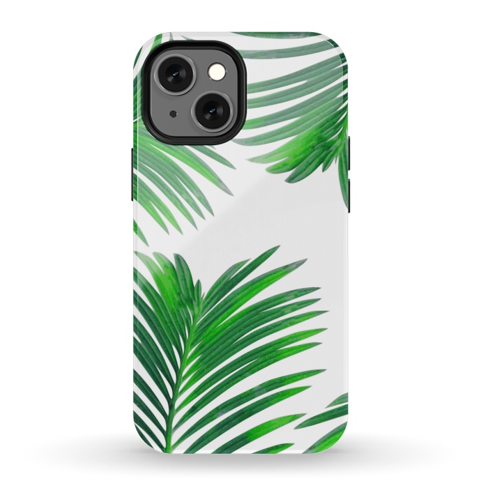 iPhone 13 mini StrongFit Green Palm Leaves by Zala Farah
