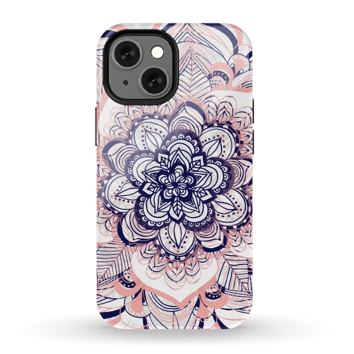 iPhone 13 mini StrongFit Purple, Blue and Pink Netted Mandala by Tangerine-Tane