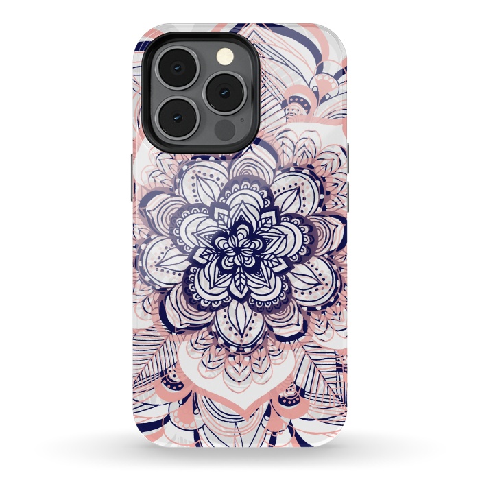iPhone 13 pro StrongFit Purple, Blue and Pink Netted Mandala by Tangerine-Tane