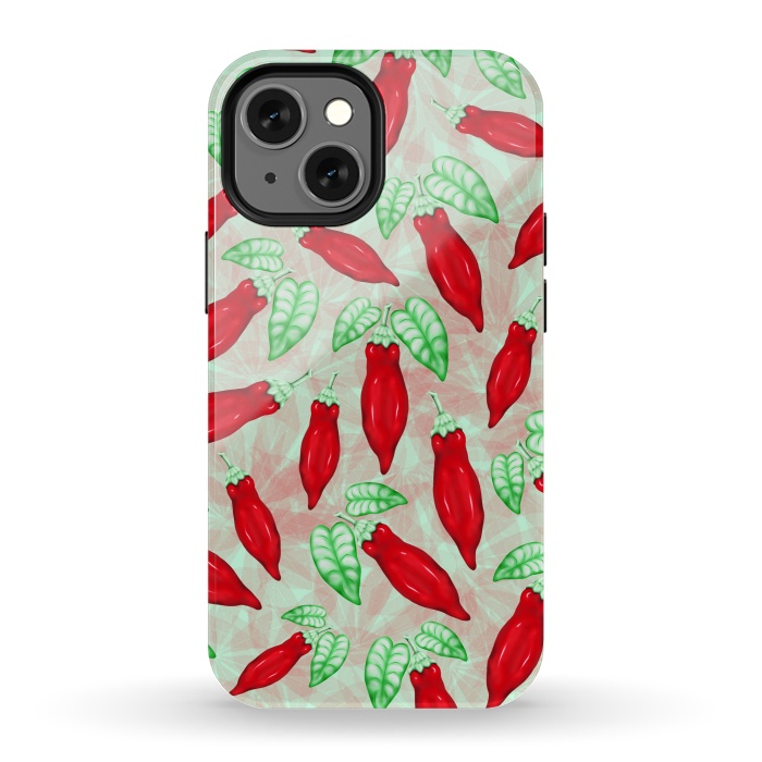 iPhone 13 mini StrongFit Red Hot Chilli Pepper Pattern Food Art by BluedarkArt