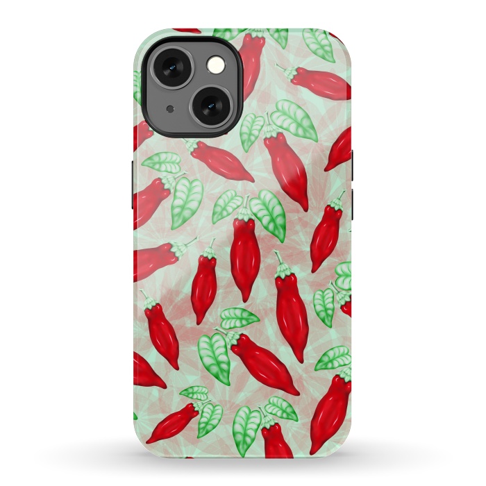 iPhone 13 StrongFit Red Hot Chilli Pepper Pattern Food Art by BluedarkArt