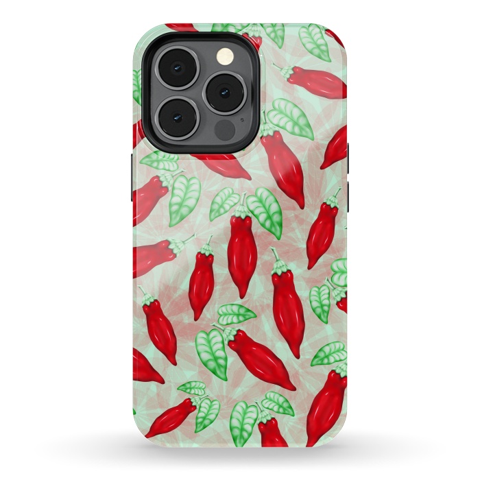 iPhone 13 pro StrongFit Red Hot Chilli Pepper Pattern Food Art by BluedarkArt