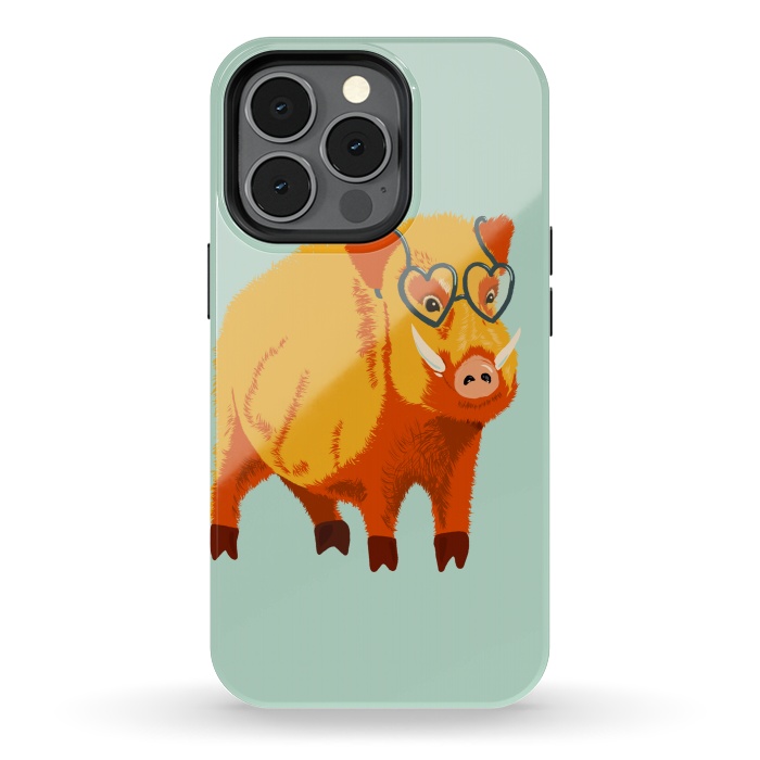 iPhone 13 pro StrongFit Cute Boar Pig With Glasses  by Boriana Giormova