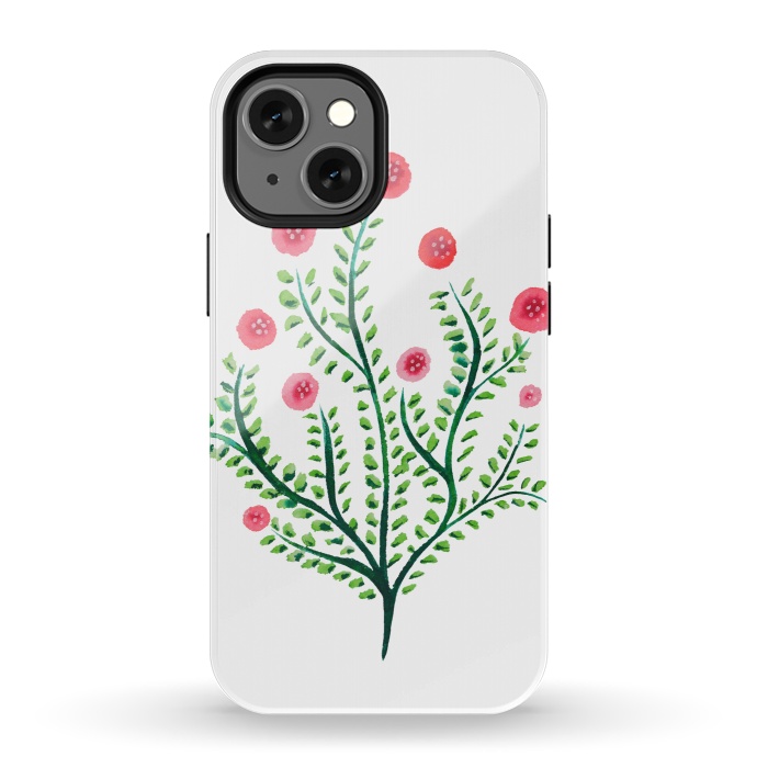 iPhone 13 mini StrongFit Spring Plant In Pink And Green by Boriana Giormova