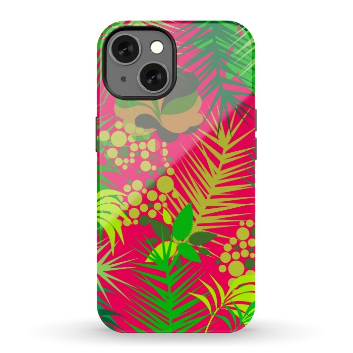 iPhone 13 StrongFit pink tropical pattern by MALLIKA