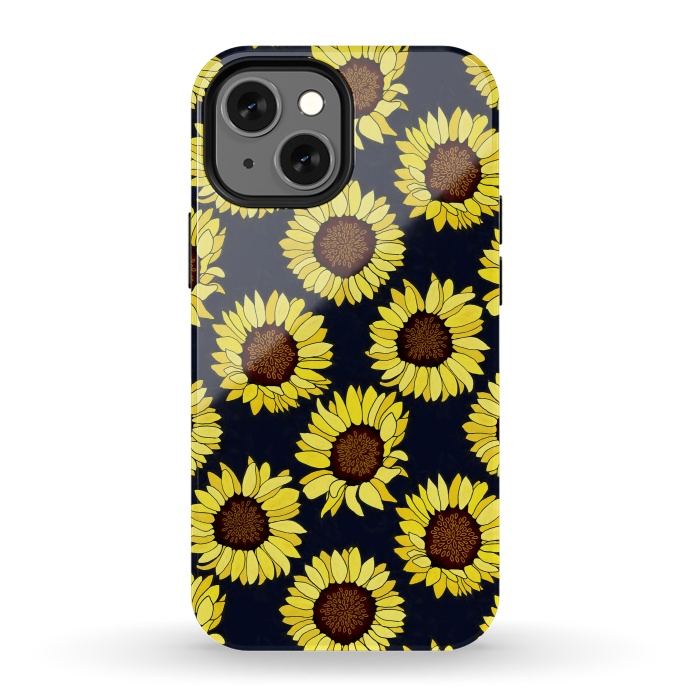 iPhone 13 mini StrongFit Navy - Sunflowers Are The New Roses! by Tigatiga