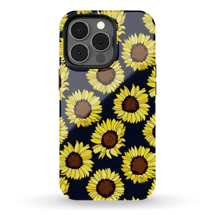 iPhone 13 pro StrongFit Navy - Sunflowers Are The New Roses! by Tigatiga