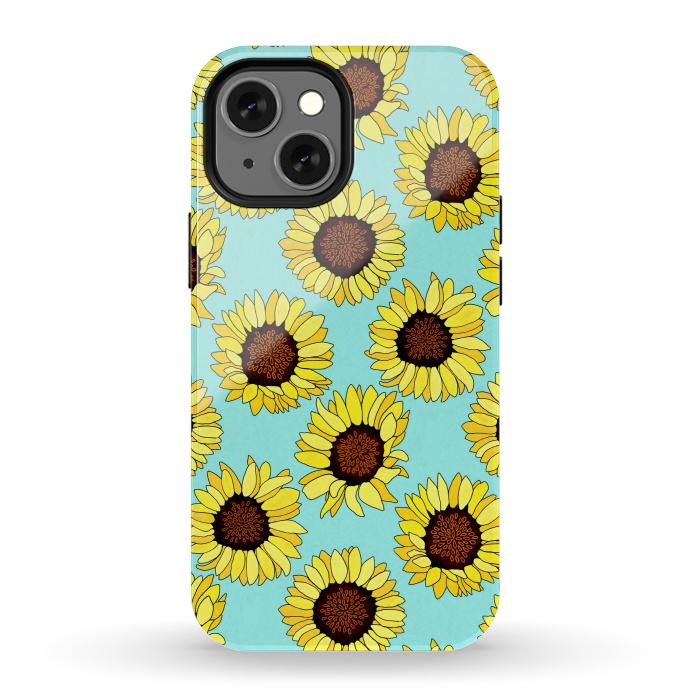 iPhone 13 mini StrongFit Aqua - Sunflowers Are The New Roses!  by Tigatiga