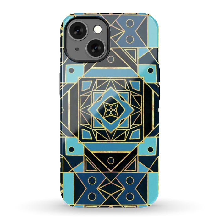iPhone 13 StrongFit Navy & Gold Art Deco  by Tigatiga