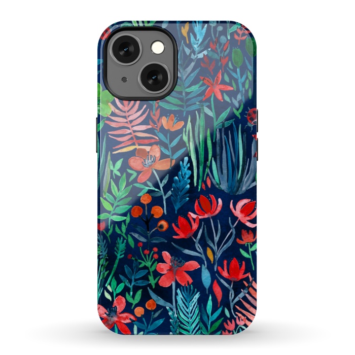 iPhone 13 StrongFit Tropical Ink Watercolor Garden by Micklyn Le Feuvre