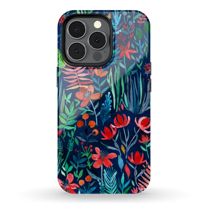 iPhone 13 pro StrongFit Tropical Ink Watercolor Garden by Micklyn Le Feuvre