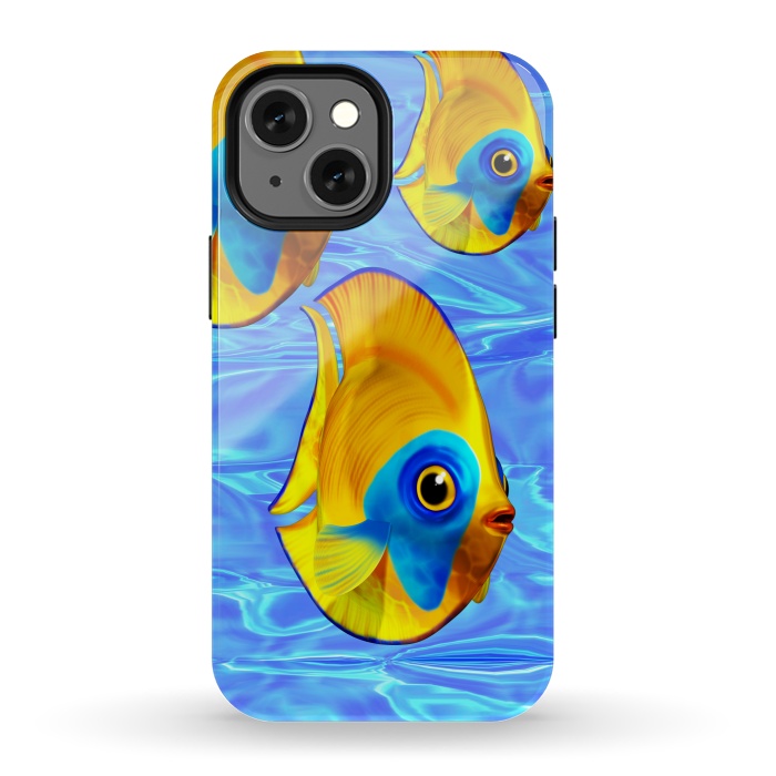 iPhone 13 mini StrongFit Fish 3D Cute Tropical Cutie on Clear Blue Ocean Water  by BluedarkArt