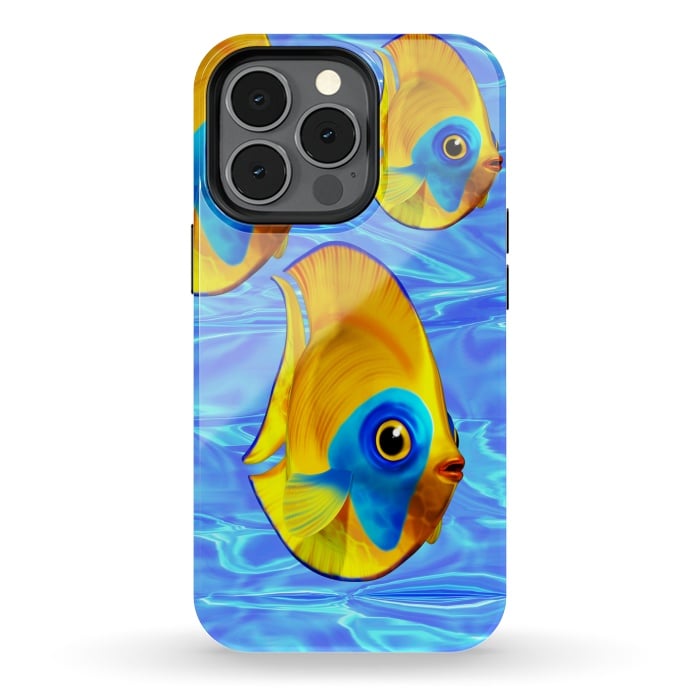 iPhone 13 pro StrongFit Fish 3D Cute Tropical Cutie on Clear Blue Ocean Water  by BluedarkArt