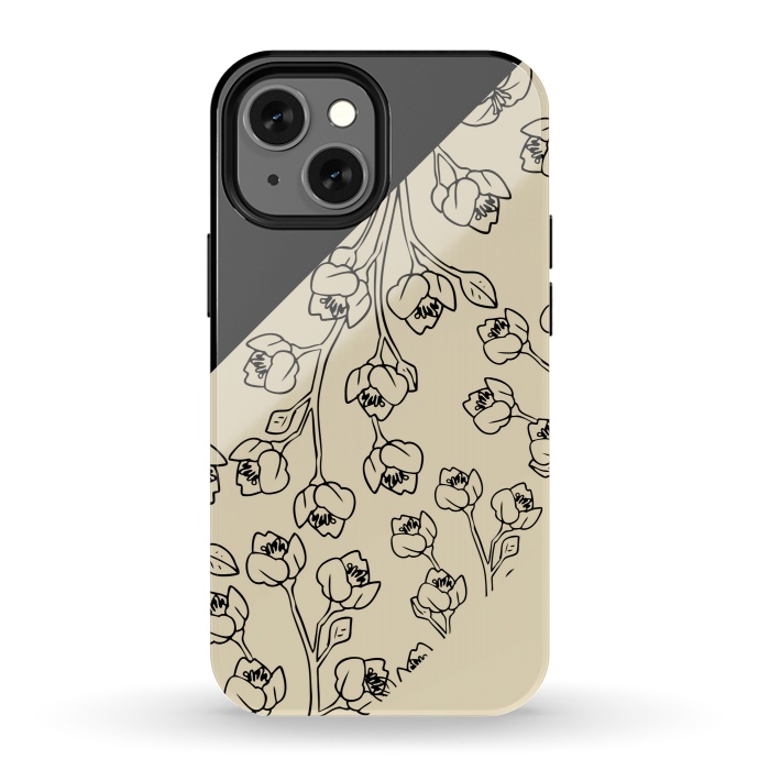 iPhone 13 mini StrongFit floral offwhite pattern by MALLIKA
