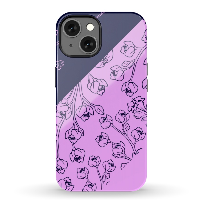 iPhone 13 StrongFit PINK BLUE FLORAL PATTERN by MALLIKA