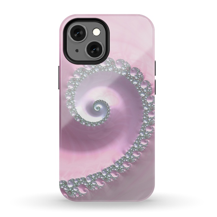 iPhone 13 mini StrongFit Pink Pastel Fractal Swirl by Andrea Haase