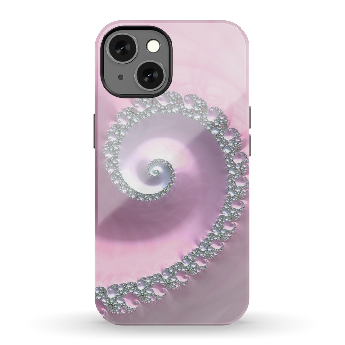iPhone 13 StrongFit Pink Pastel Fractal Swirl by Andrea Haase