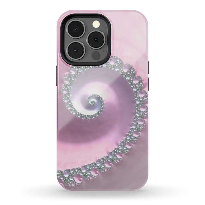 iPhone 13 pro StrongFit Pink Pastel Fractal Swirl by Andrea Haase