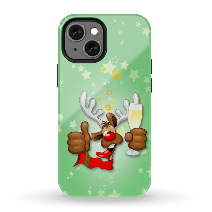 iPhone 13 mini StrongFit Reindeer Drunk Funny Christmas Character by BluedarkArt