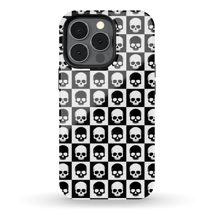 iPhone 13 pro StrongFit Checkered Skulls Pattern I by Art Design Works