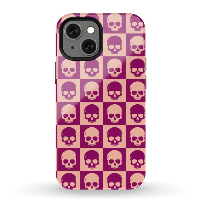 iPhone 13 mini StrongFit Checkered Skulls Pattern II by Art Design Works