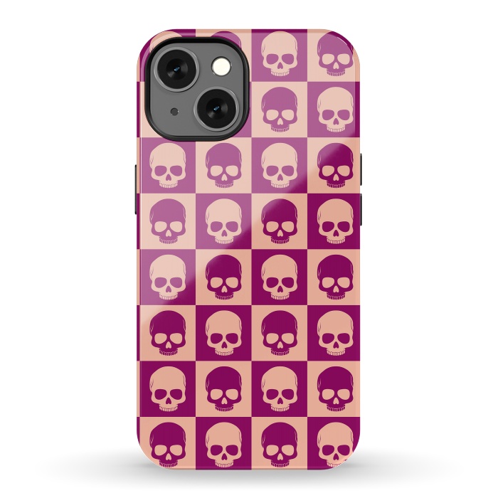 iPhone 13 StrongFit Checkered Skulls Pattern II by Art Design Works