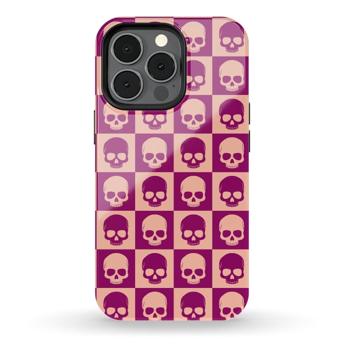 iPhone 13 pro StrongFit Checkered Skulls Pattern II by Art Design Works