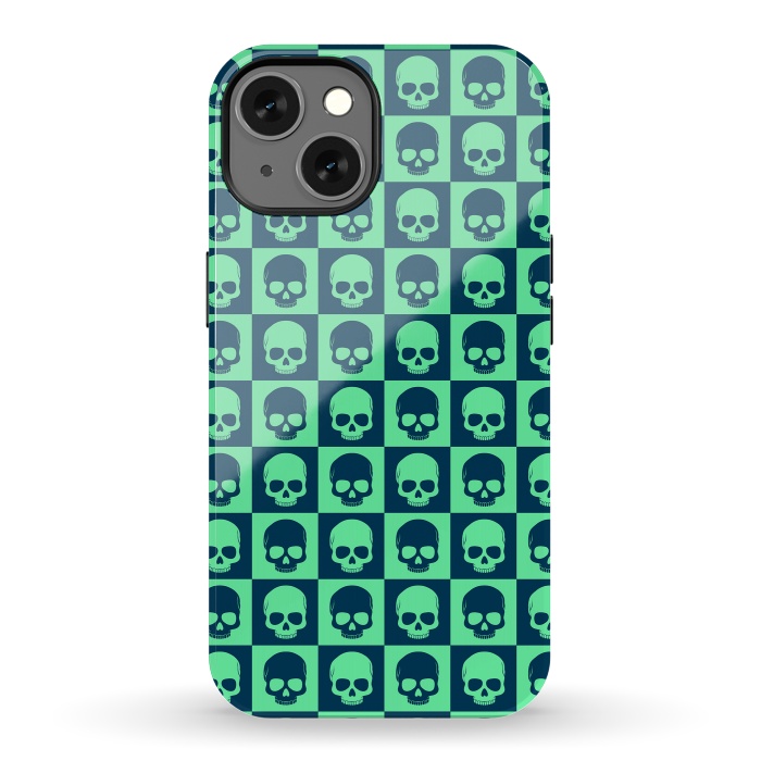 iPhone 13 StrongFit Checkered Skulls Pattern III by Art Design Works