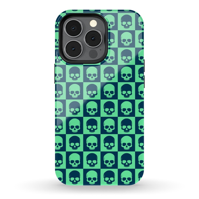 iPhone 13 pro StrongFit Checkered Skulls Pattern III by Art Design Works