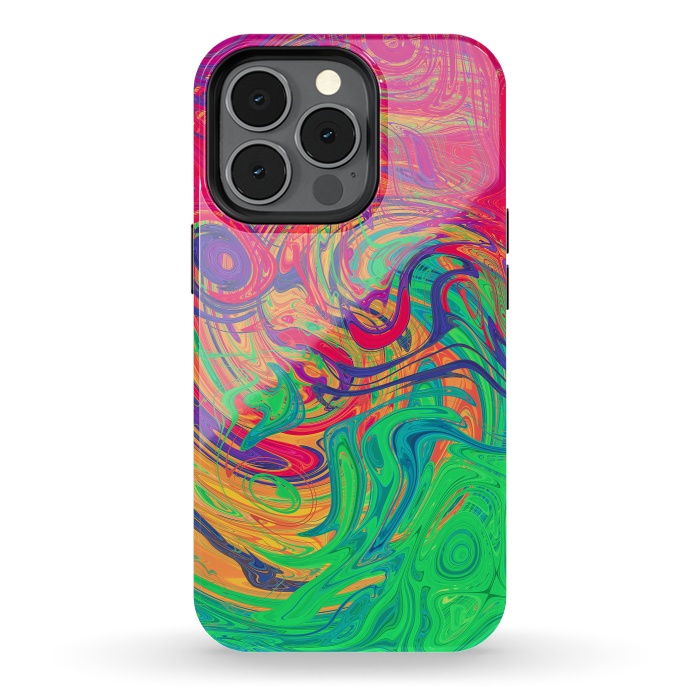iPhone 13 pro StrongFit Abstract Multicolored Waves by Art Design Works
