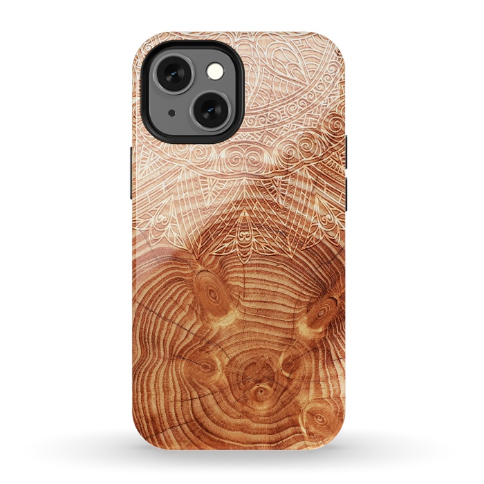 iPhone 13 mini StrongFit Mandala Wood I by Art Design Works
