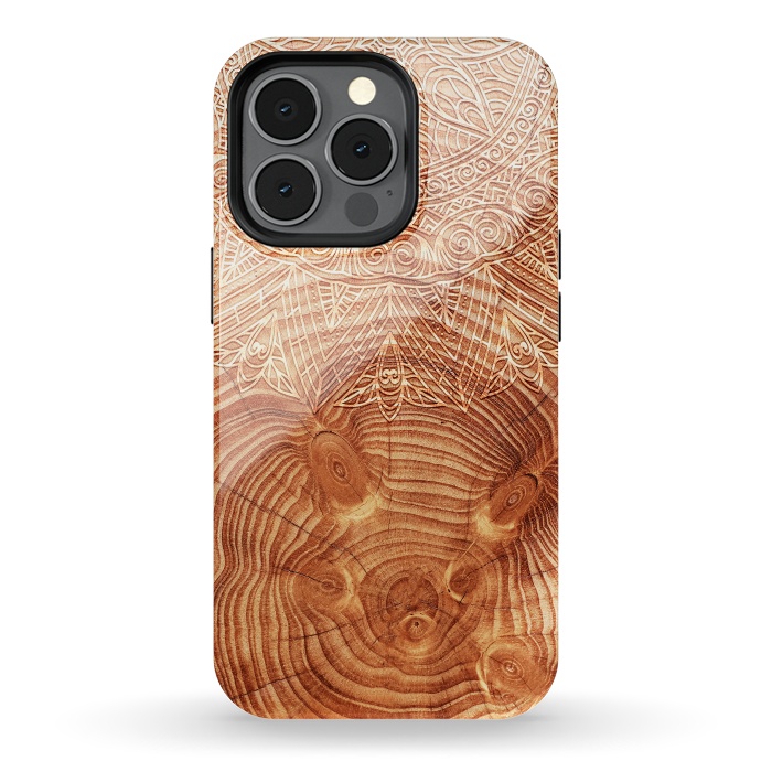 iPhone 13 pro StrongFit Mandala Wood I by Art Design Works
