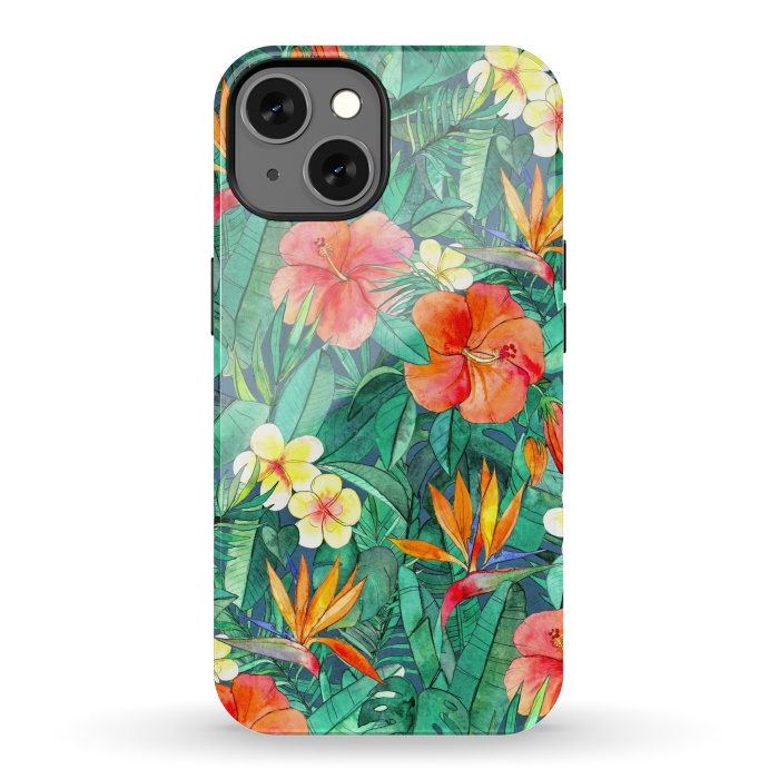 iPhone 13 StrongFit Classic Tropical Garden in Watercolor by Micklyn Le Feuvre