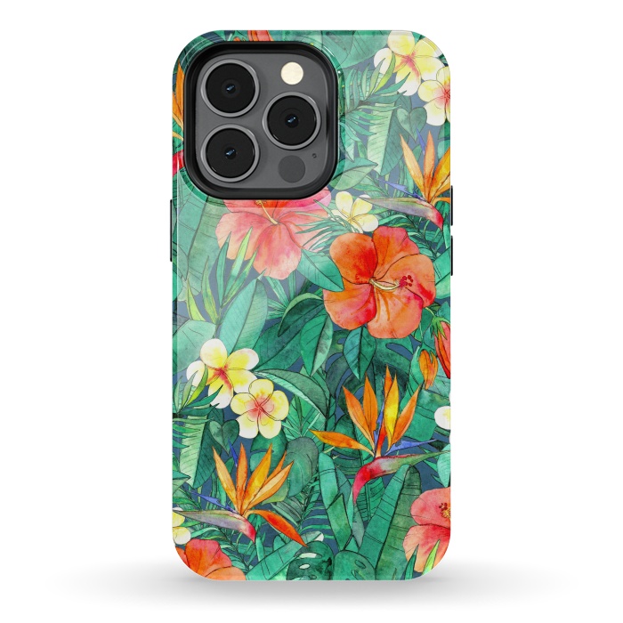 iPhone 13 pro StrongFit Classic Tropical Garden in Watercolor by Micklyn Le Feuvre