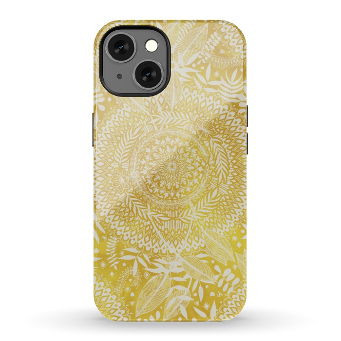iPhone 13 StrongFit Medallion Pattern in Mustard and Cream by Micklyn Le Feuvre