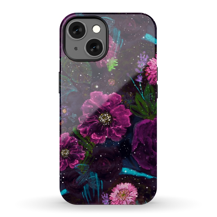 iPhone 13 StrongFit Whimsical Watercolor night garden floral hand paint  by InovArts