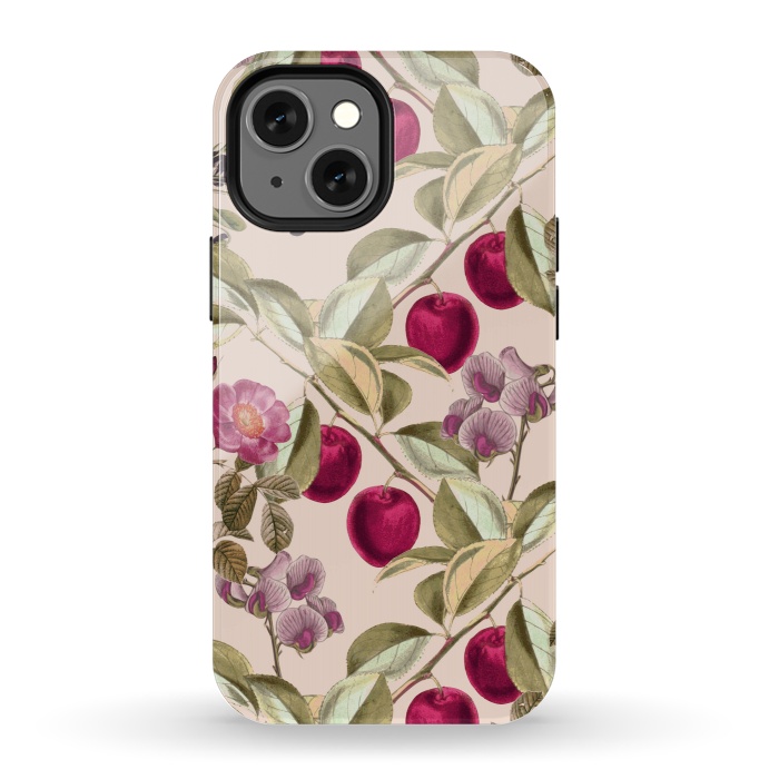 iPhone 13 mini StrongFit Pink Fruits and Flowers Pattern  by Zala Farah