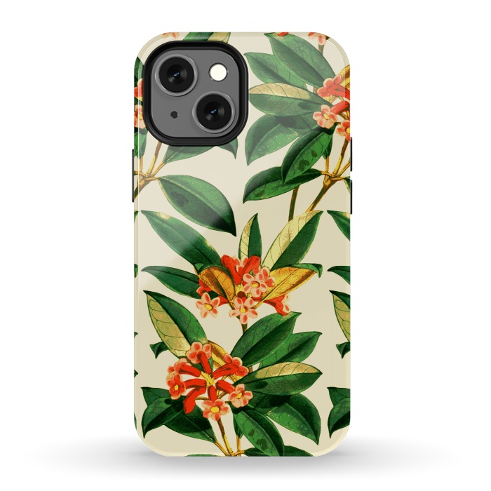 iPhone 13 mini StrongFit Orange Flower Pattern by Zala Farah