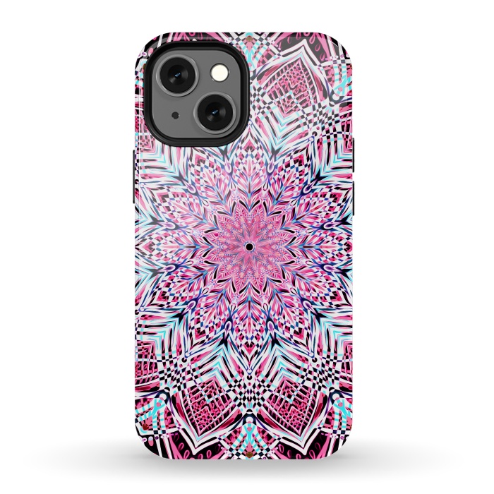 iPhone 13 mini StrongFit Berry Pink Detailed Mandala by Micklyn Le Feuvre