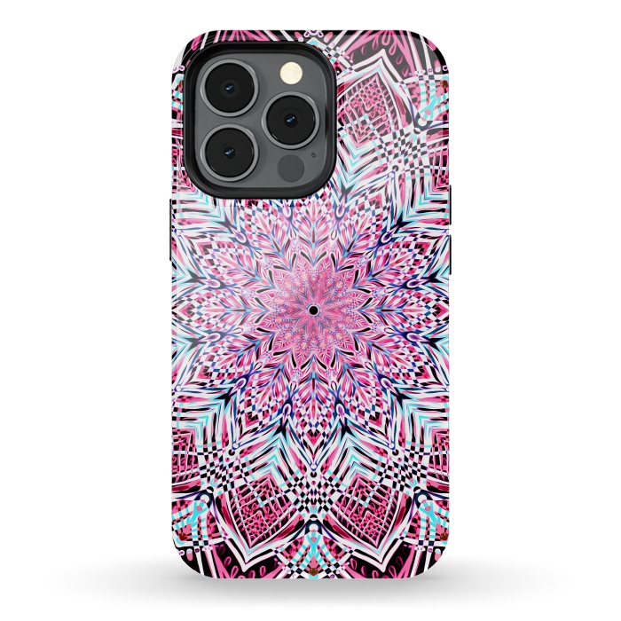 iPhone 13 pro StrongFit Berry Pink Detailed Mandala by Micklyn Le Feuvre